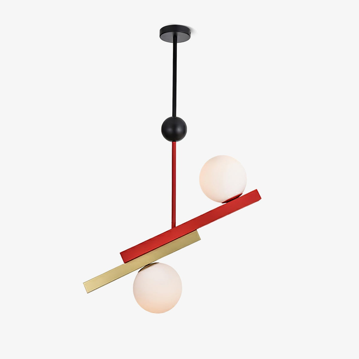 Veveny Pendelleuchte Doppelkugel Linear Balken Geometrisch