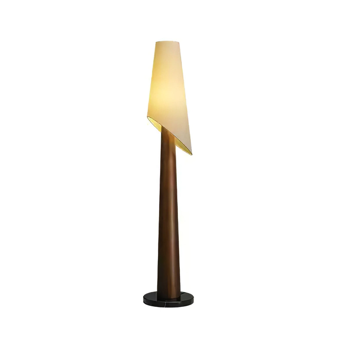 Curven Stehleuchte aus Holz und Marmor