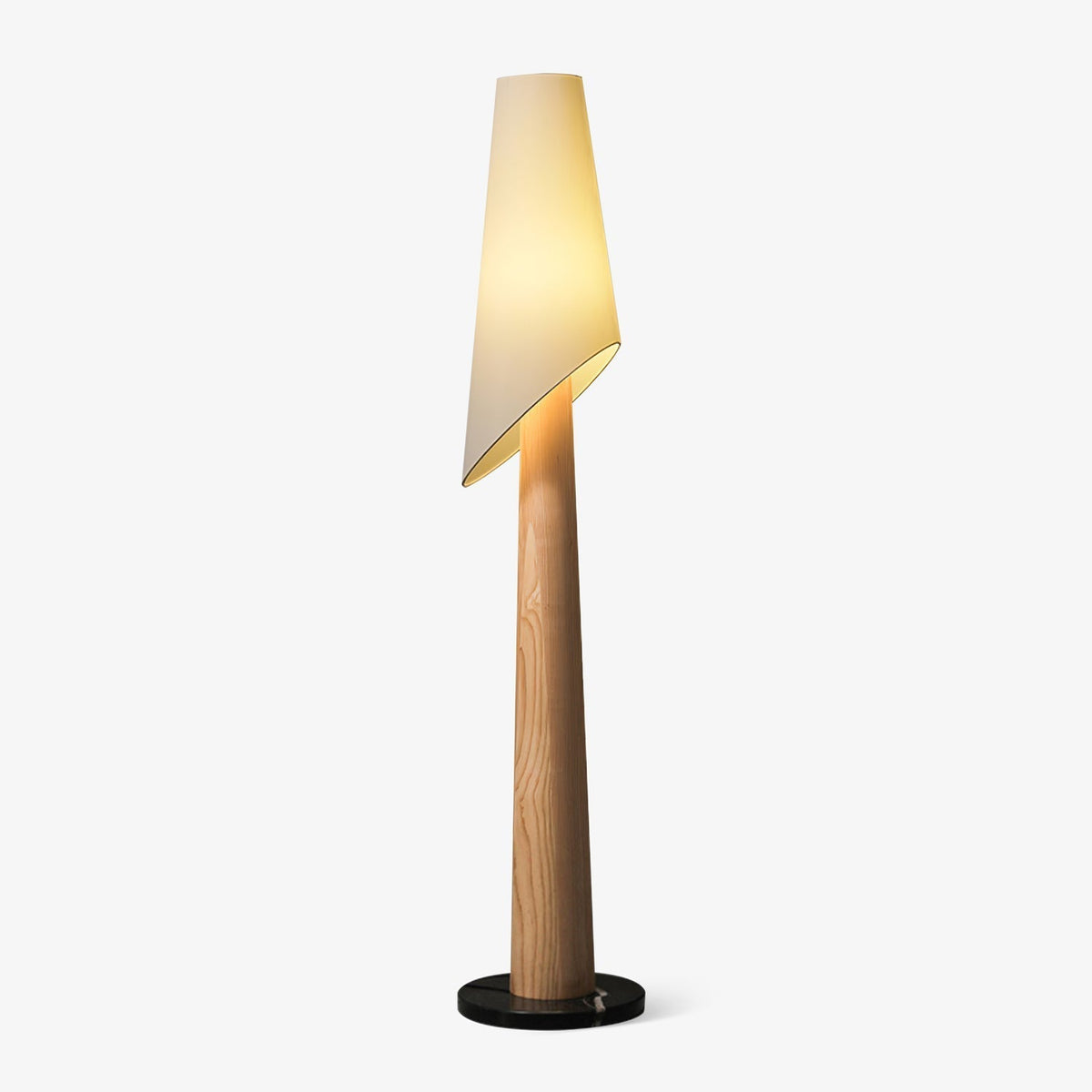 Curven Stehleuchte aus Holz und Marmor