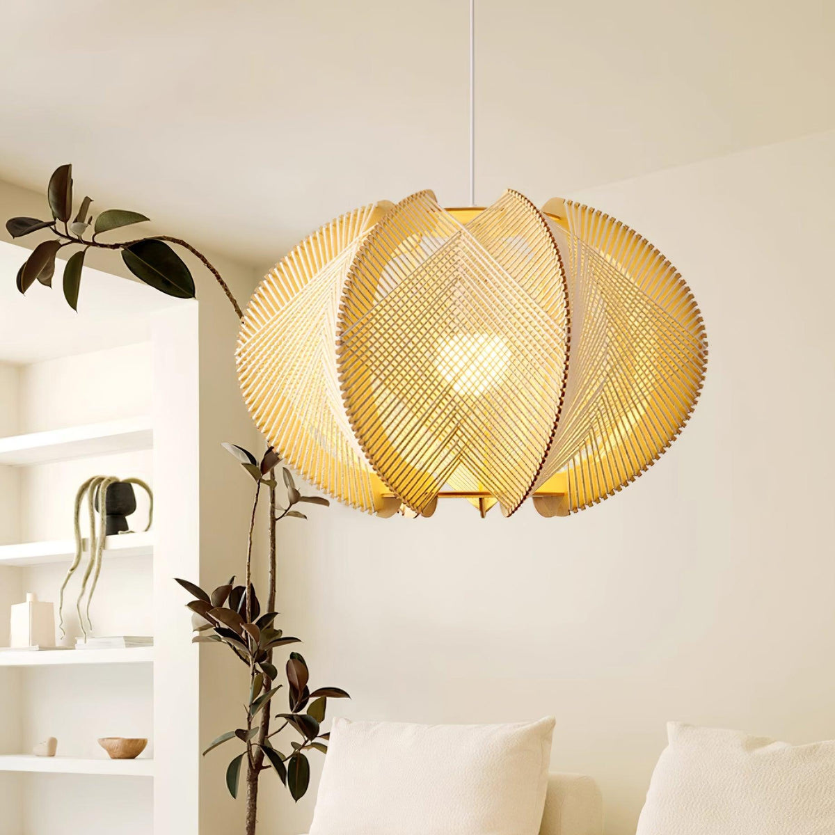 Atel Pendelleuchte aus Holz und Hanfseil