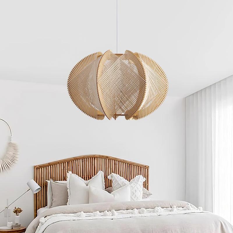 Atel Pendelleuchte aus Holz und Hanfseil