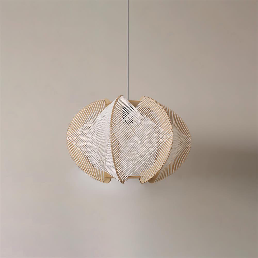 Atel Pendelleuchte aus Holz und Hanfseil