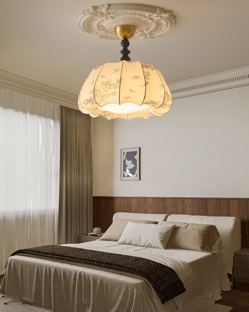 Fleurina Premium Deckenleuchte aus Holz und Stoff im skandinavischen Stil