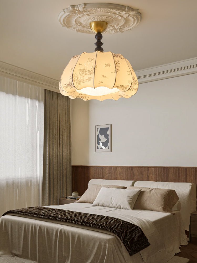 Fleurina Premium Deckenleuchte aus Holz und Stoff im skandinavischen Stil