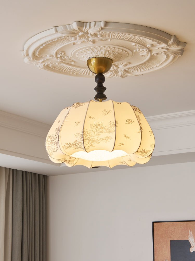 Fleurina Premium Deckenleuchte aus Holz und Stoff im skandinavischen Stil
