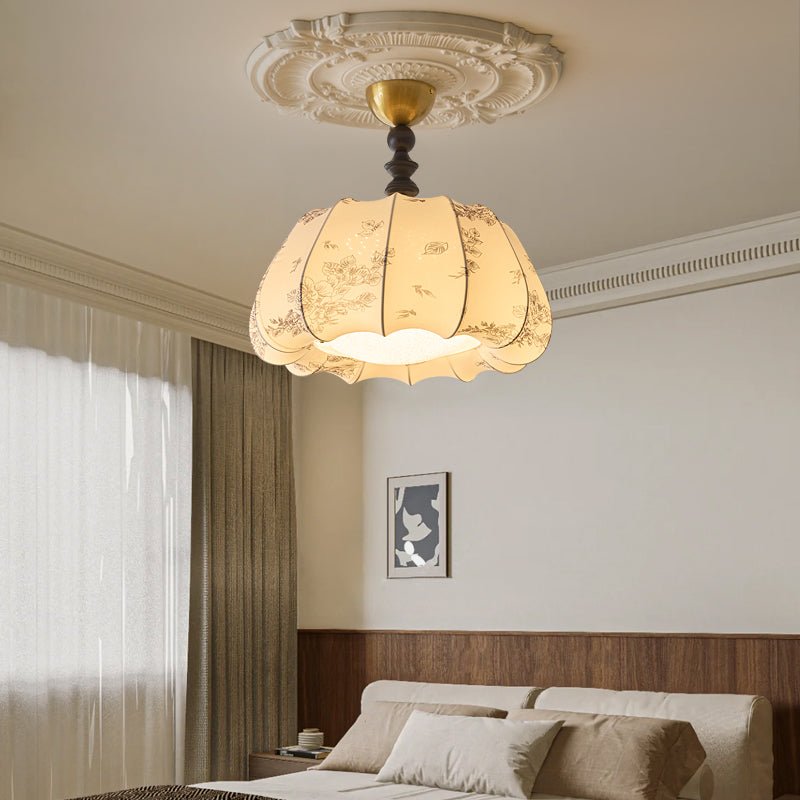 Fleurina Premium Deckenleuchte aus Holz und Stoff im skandinavischen Stil