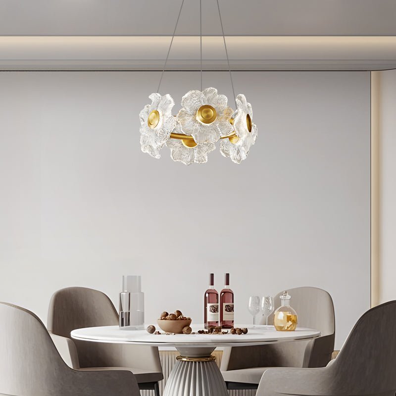 Cemirel Kronleuchter aus Messing und Glas in Kieselsteinform