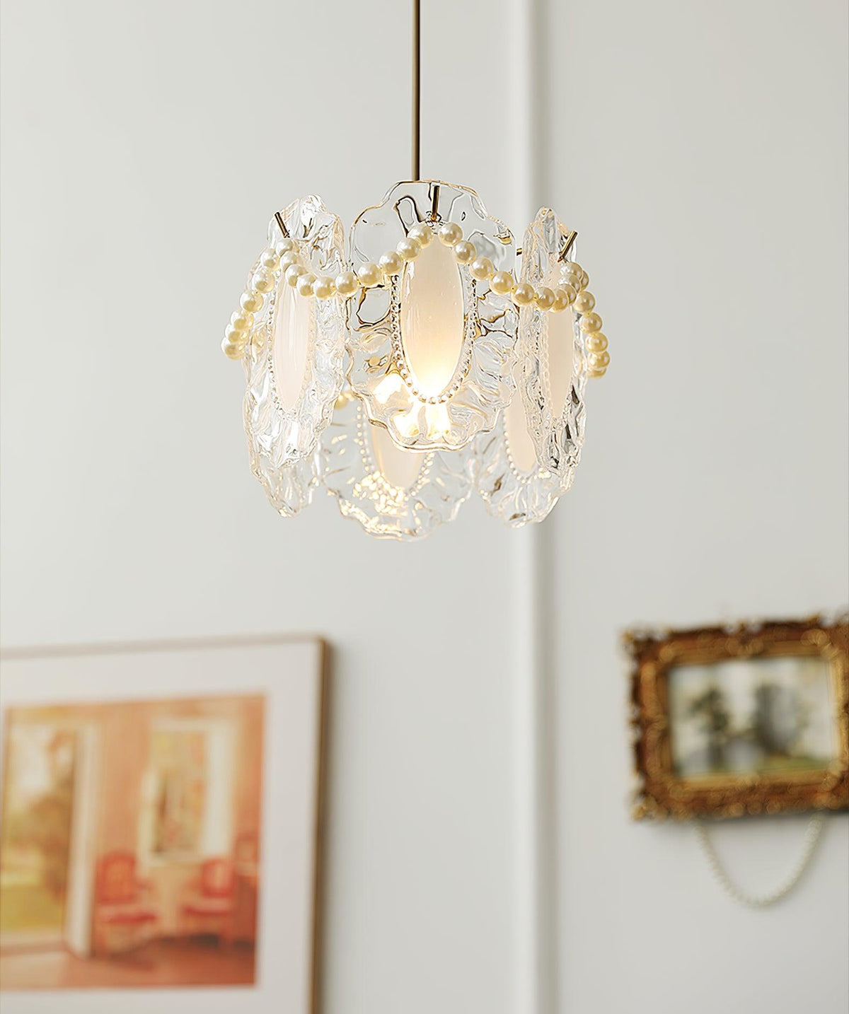 Velinette Pendelleuchte aus Glas im Glam-Industrial-Stil