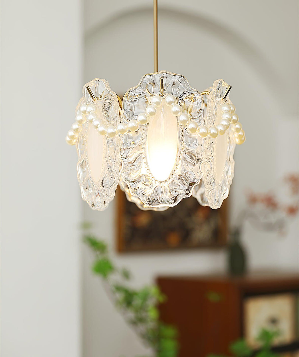 Velinette Pendelleuchte aus Glas im Glam-Industrial-Stil