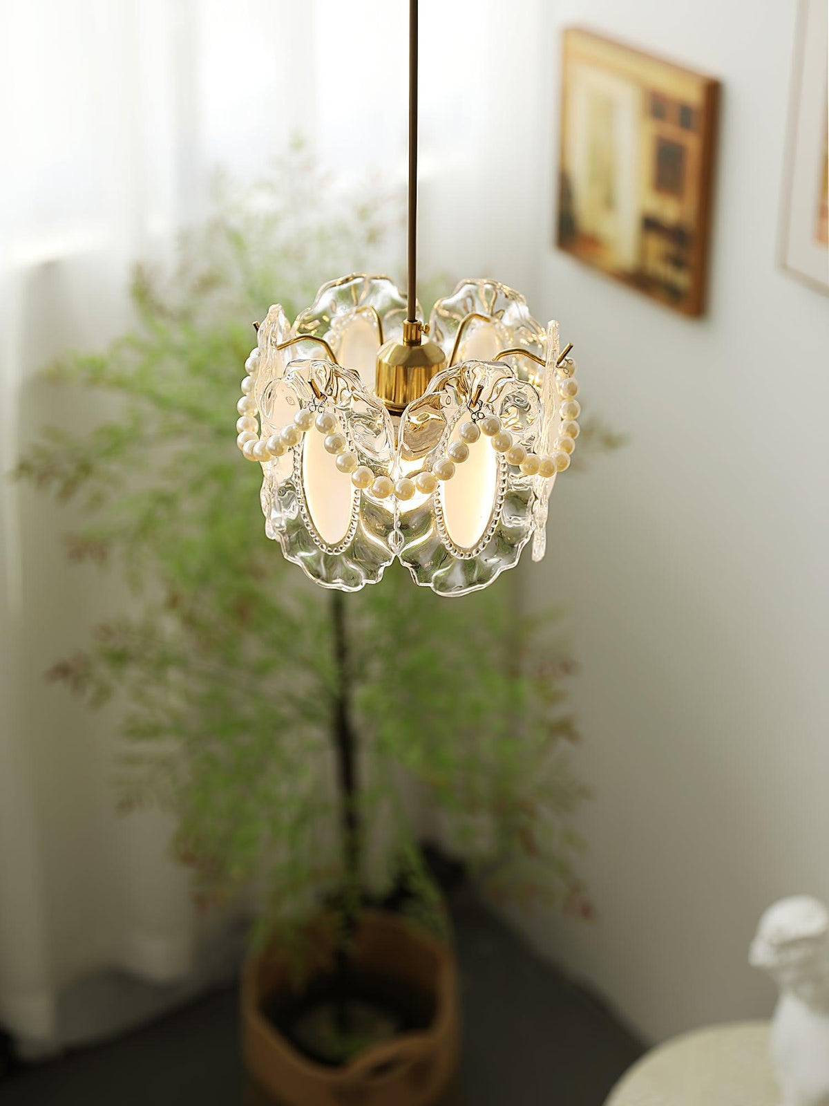Velinette Pendelleuchte aus Glas im Glam-Industrial-Stil
