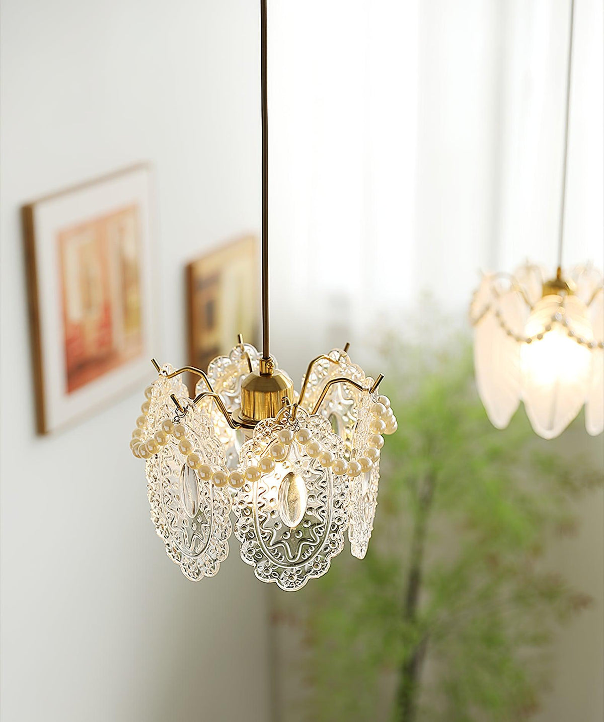 Velinette Pendelleuchte aus Glas im Glam-Industrial-Stil