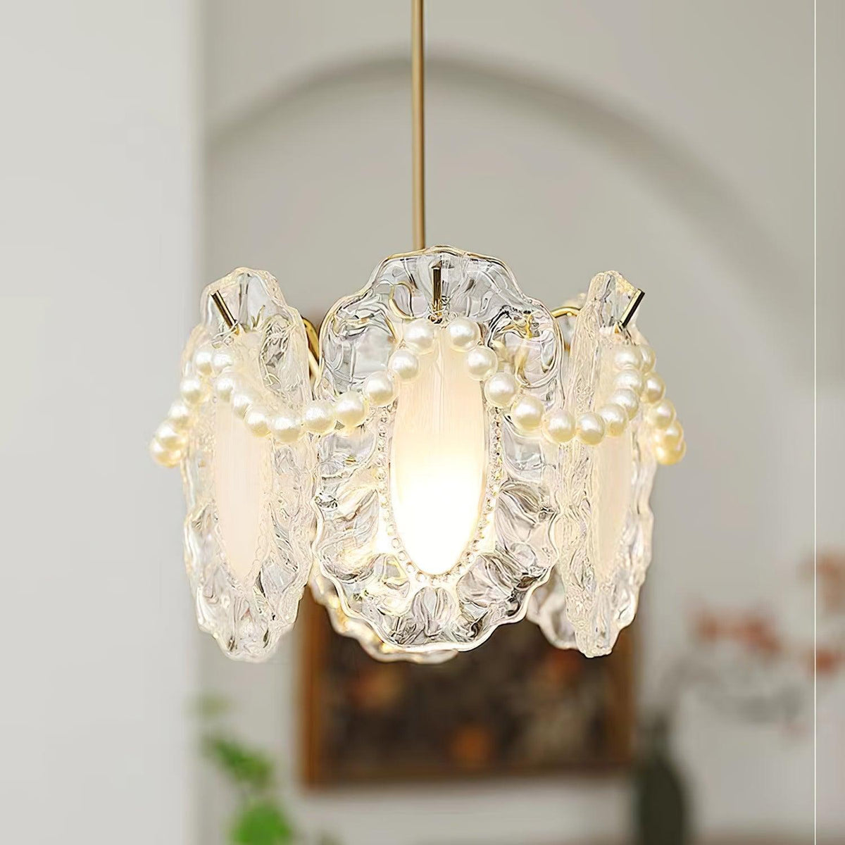 Velinette Pendelleuchte aus Glas im Glam-Industrial-Stil