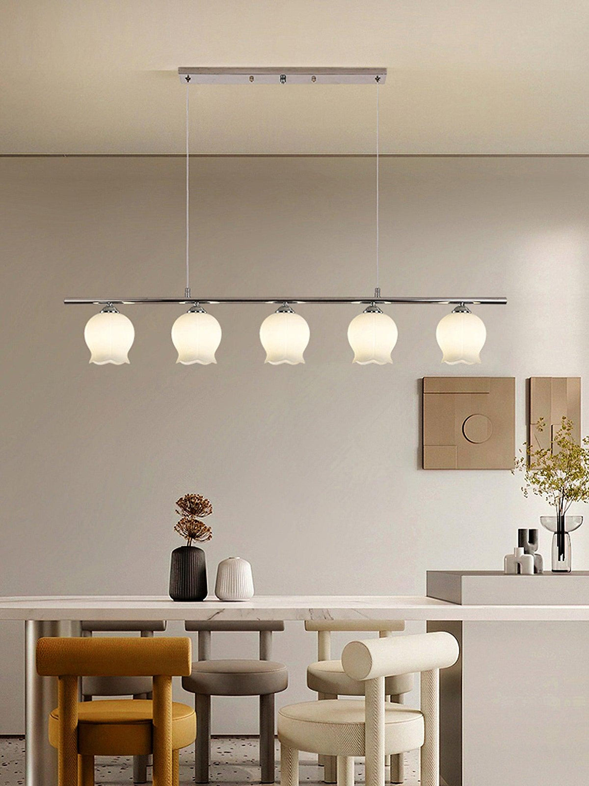 Evenara zeitgenössische minimalistische Pendelleuchte aus Glas mit Blumenmuster