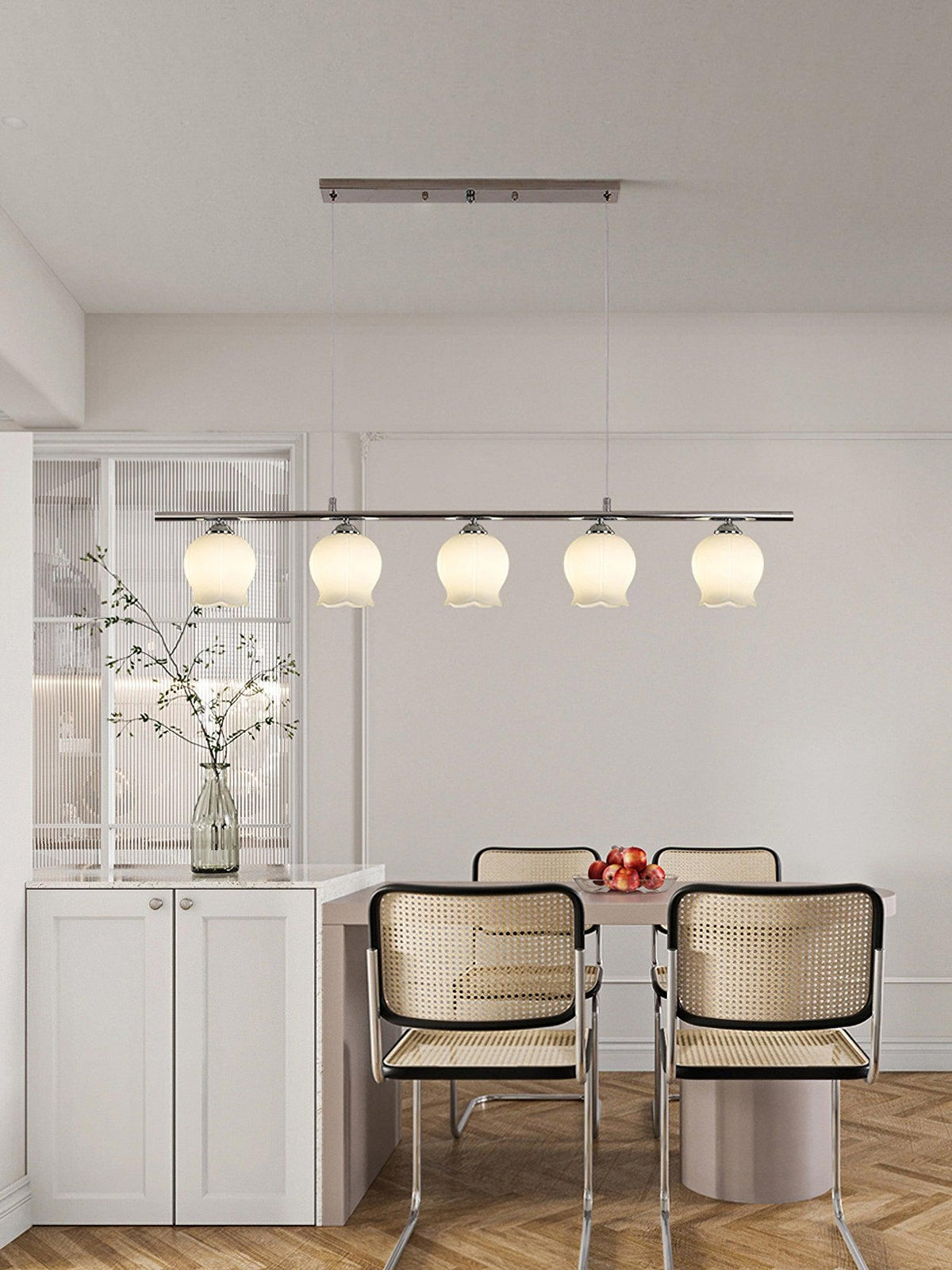 Evenara zeitgenössische minimalistische Pendelleuchte aus Glas mit Blumenmuster