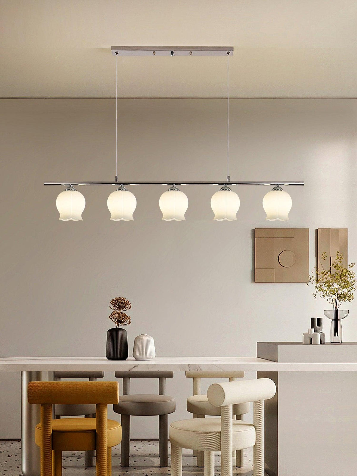 Evenara zeitgenössische minimalistische Pendelleuchte aus Glas mit Blumenmuster