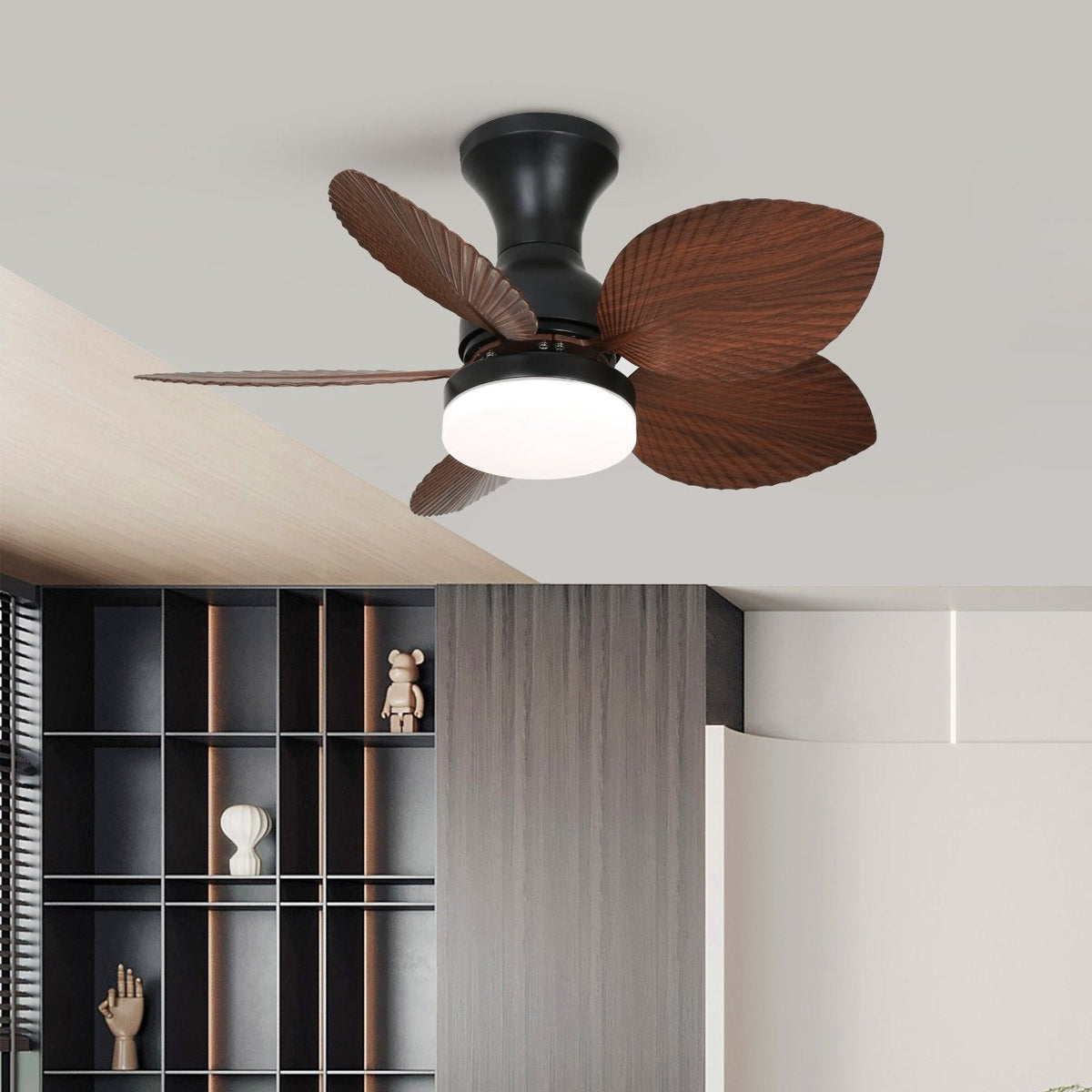 Rinirian Vintage Holz Deckenventilator mit Beleuchtung