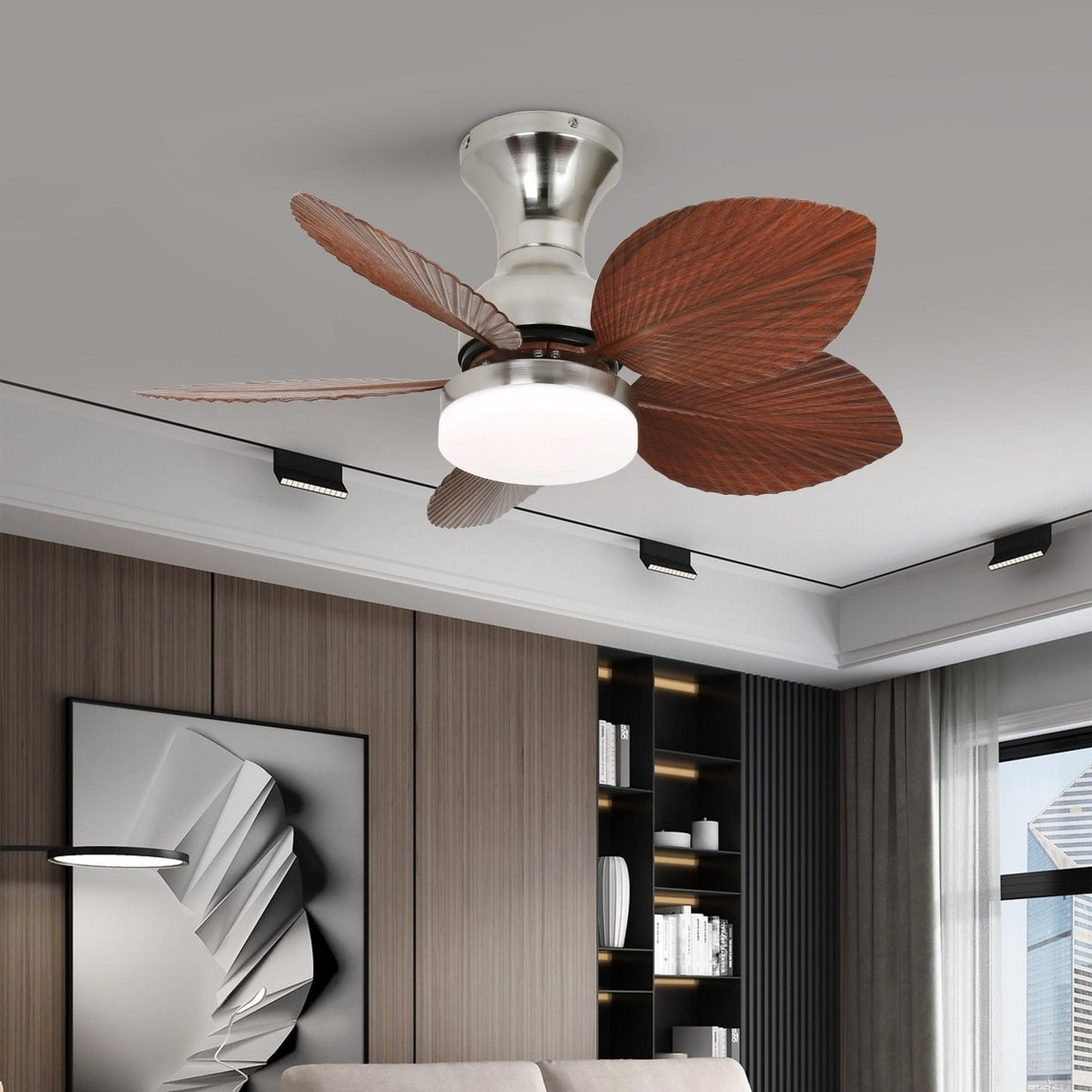Rinirian Vintage Holz Deckenventilator mit Beleuchtung