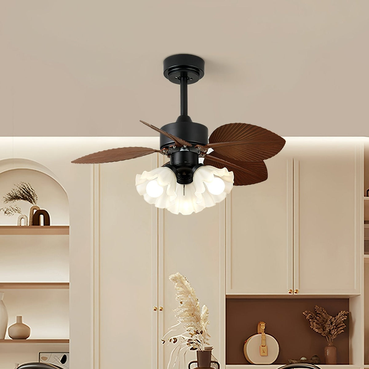 Rosalyn Vintage Holz Deckenventilator mit Beleuchtung
