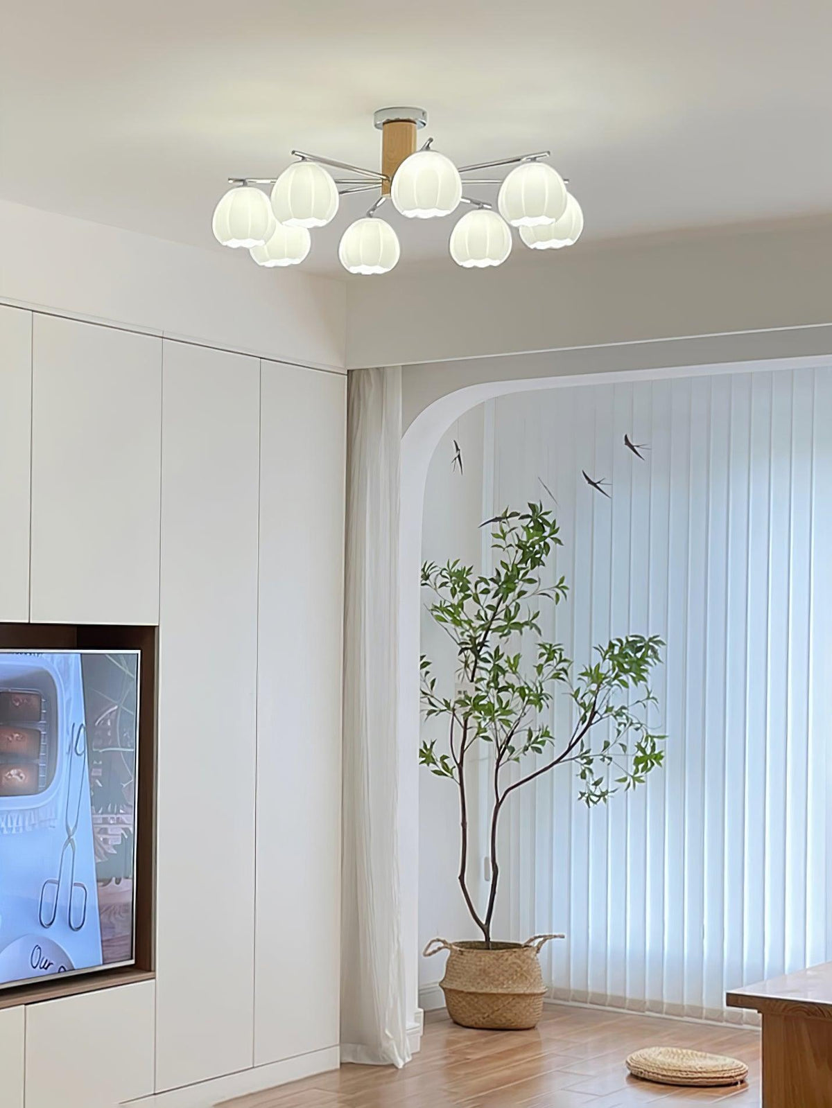 Ezoror Deckenleuchte im nordischen Kunststil aus Glas mit Blumenknospen