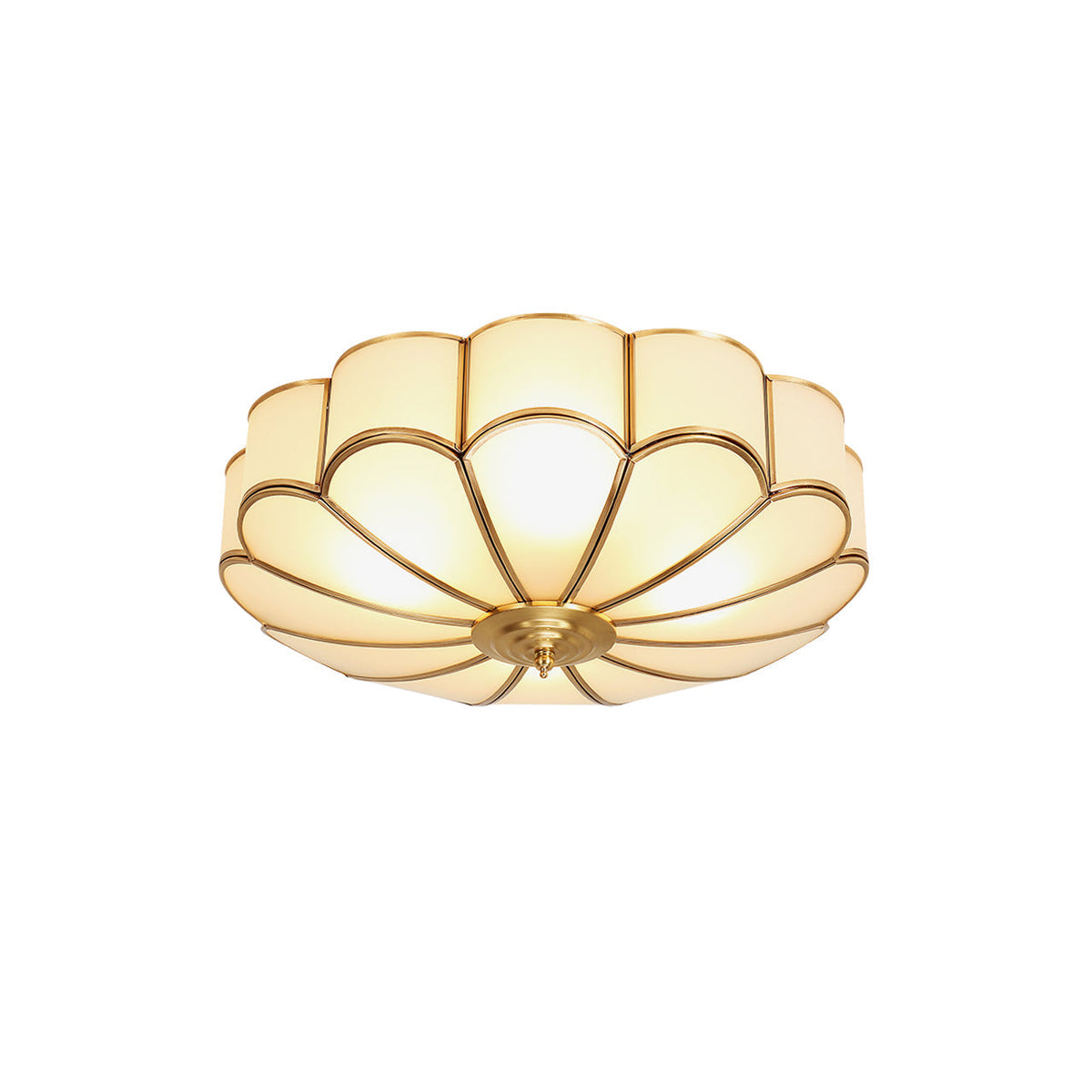Eiroria Blumenform Messing-Glas-Deckenleuchte