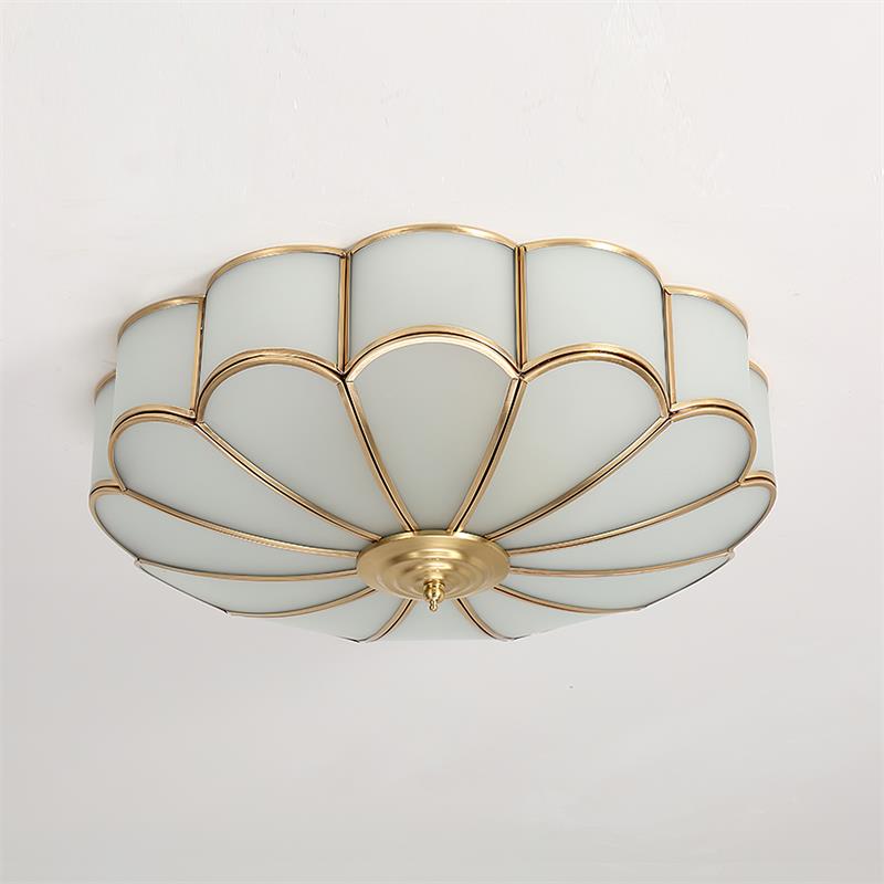 Eiroria Blumenform Messing-Glas-Deckenleuchte