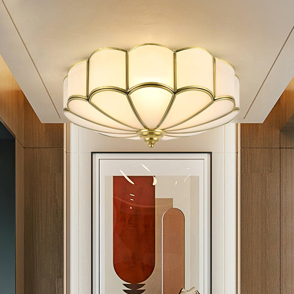 Velenena Deckenleuchte Flower Shape aus Glas in Messing