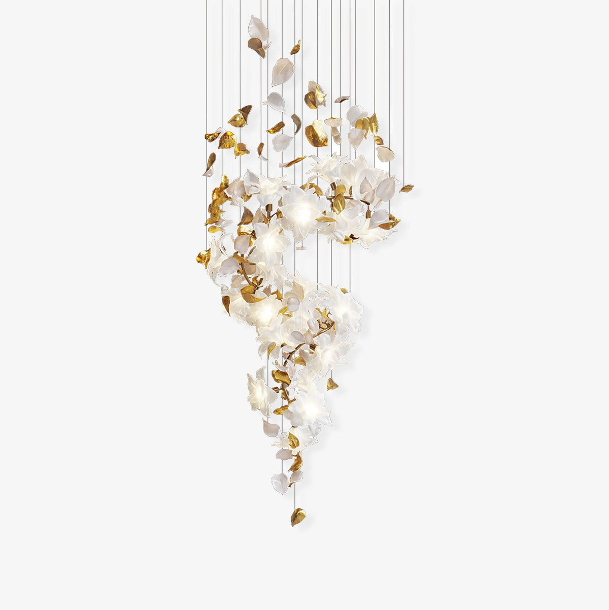 Araeos Flying Flowers Fluttering Kronleuchter aus Messing