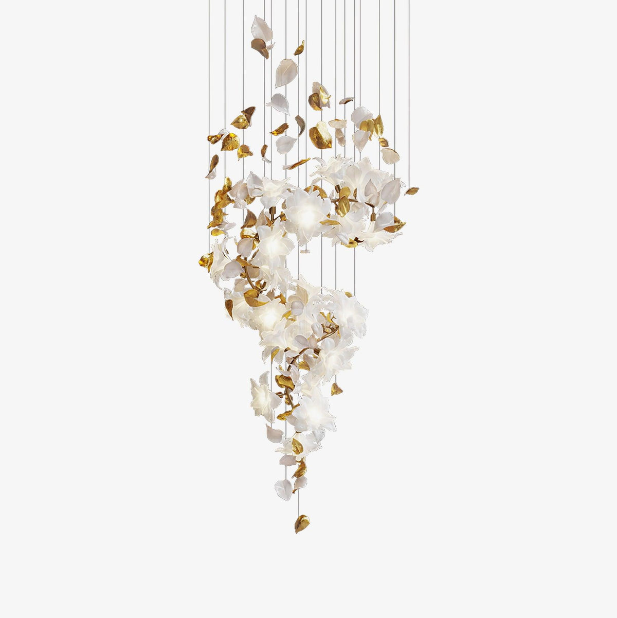 Araeos Flying Flowers Fluttering Kronleuchter aus Messing