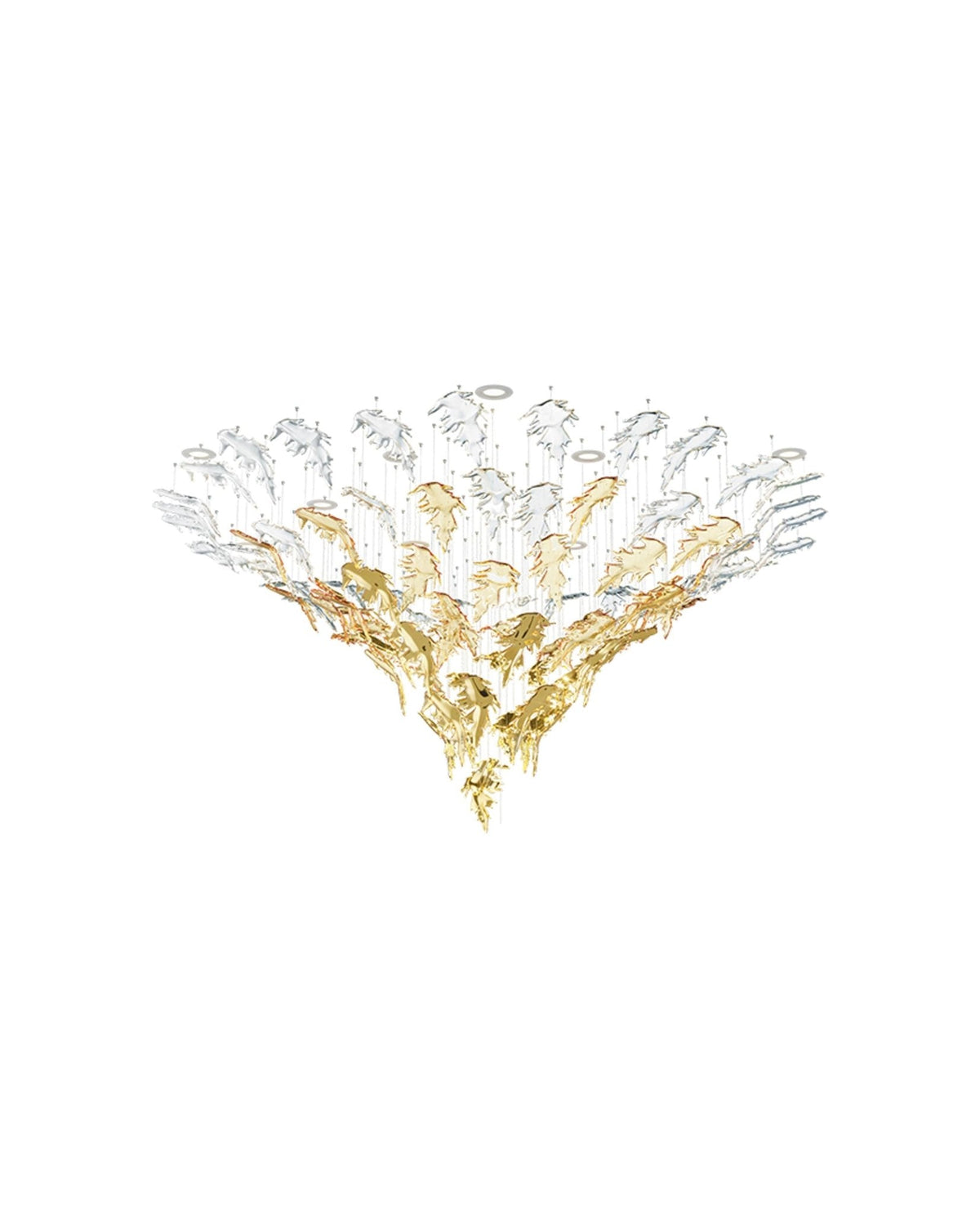 Cosolion Bird Kronleuchter aus Bernstein und transparentem Glas
