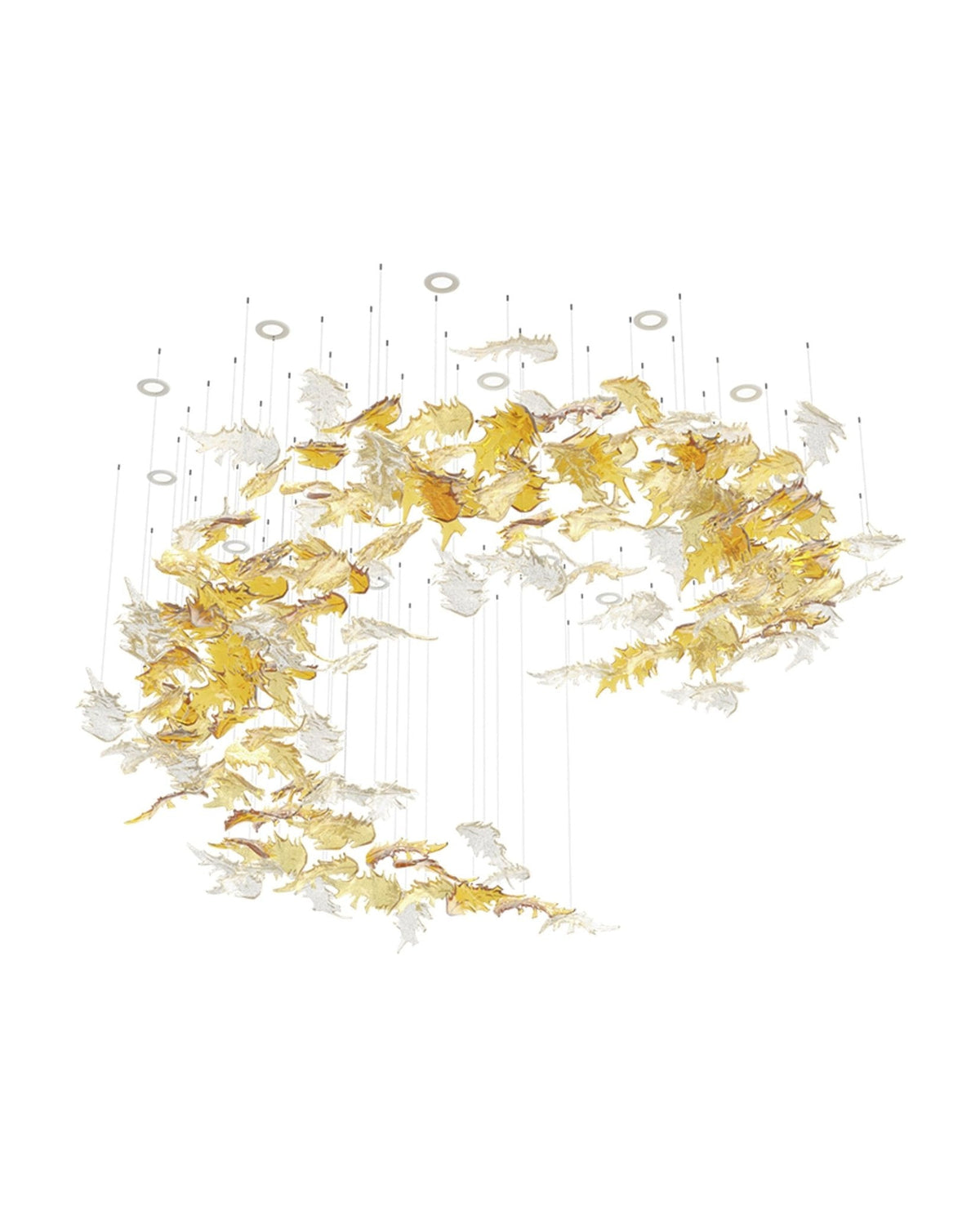 Cosolion Bird Kronleuchter aus Bernstein und transparentem Glas