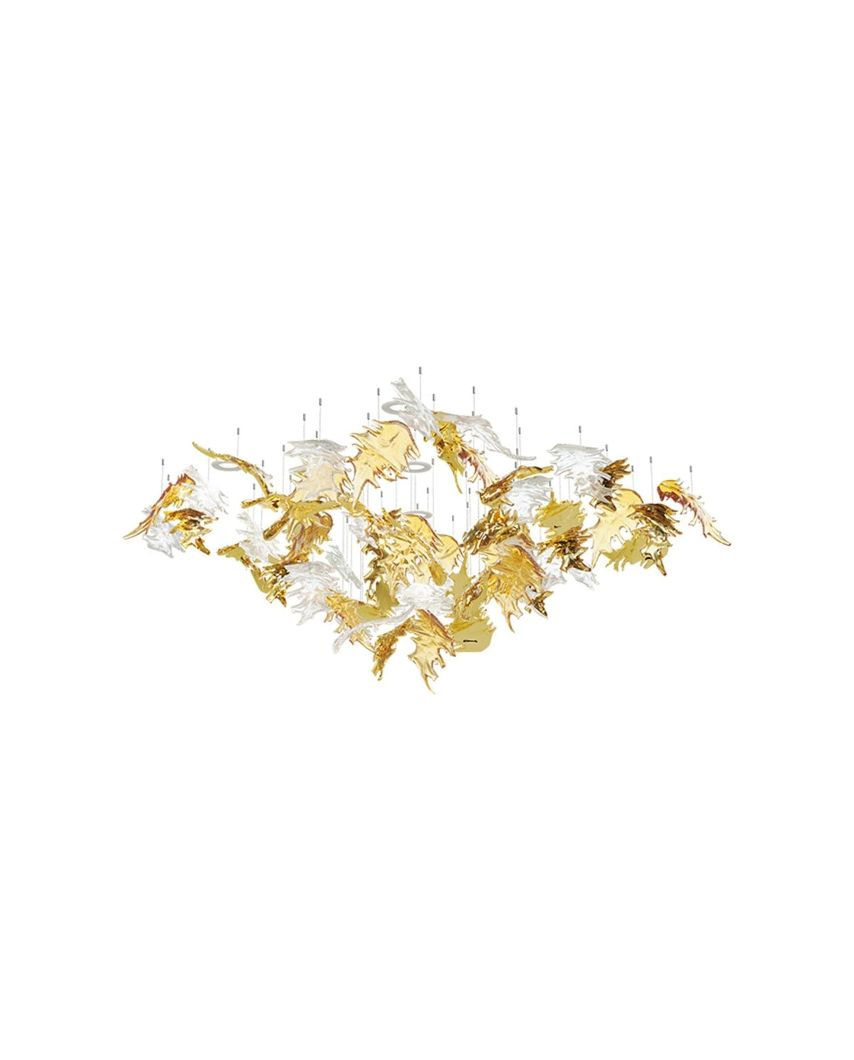 Cosolion Bird Kronleuchter aus Bernstein und transparentem Glas