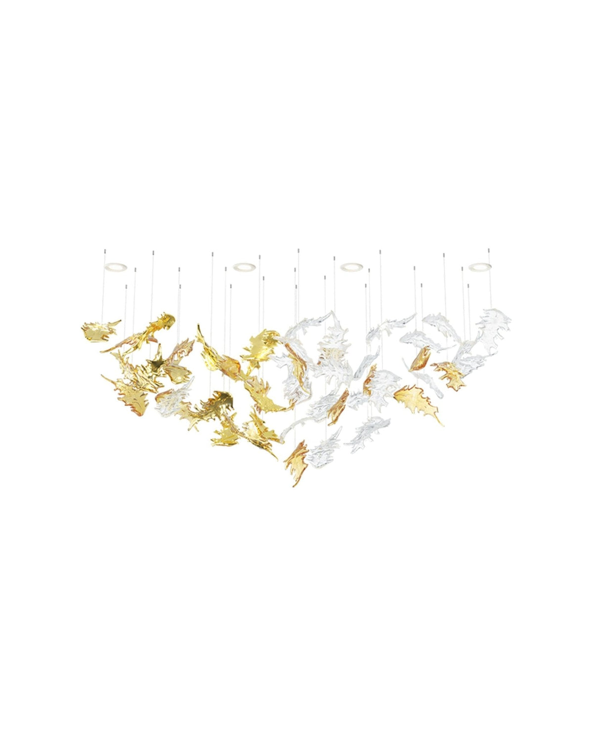 Cosolion Bird Kronleuchter aus Bernstein und transparentem Glas