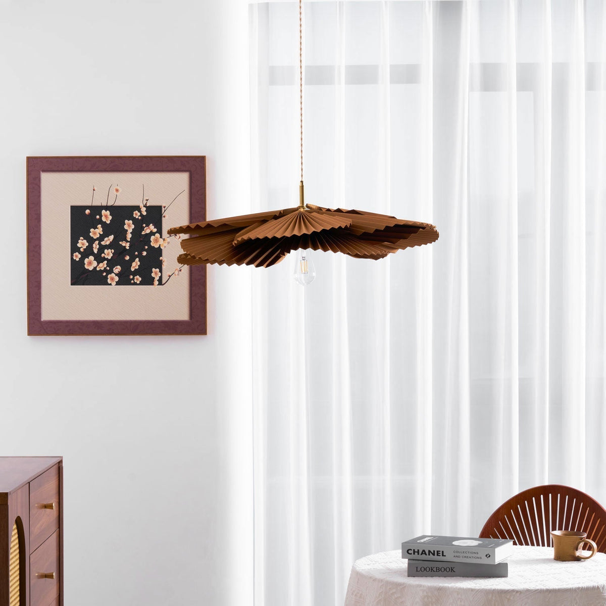 Wilto Pendelleuchte Lotus-Blatt gefalteter Papier floral