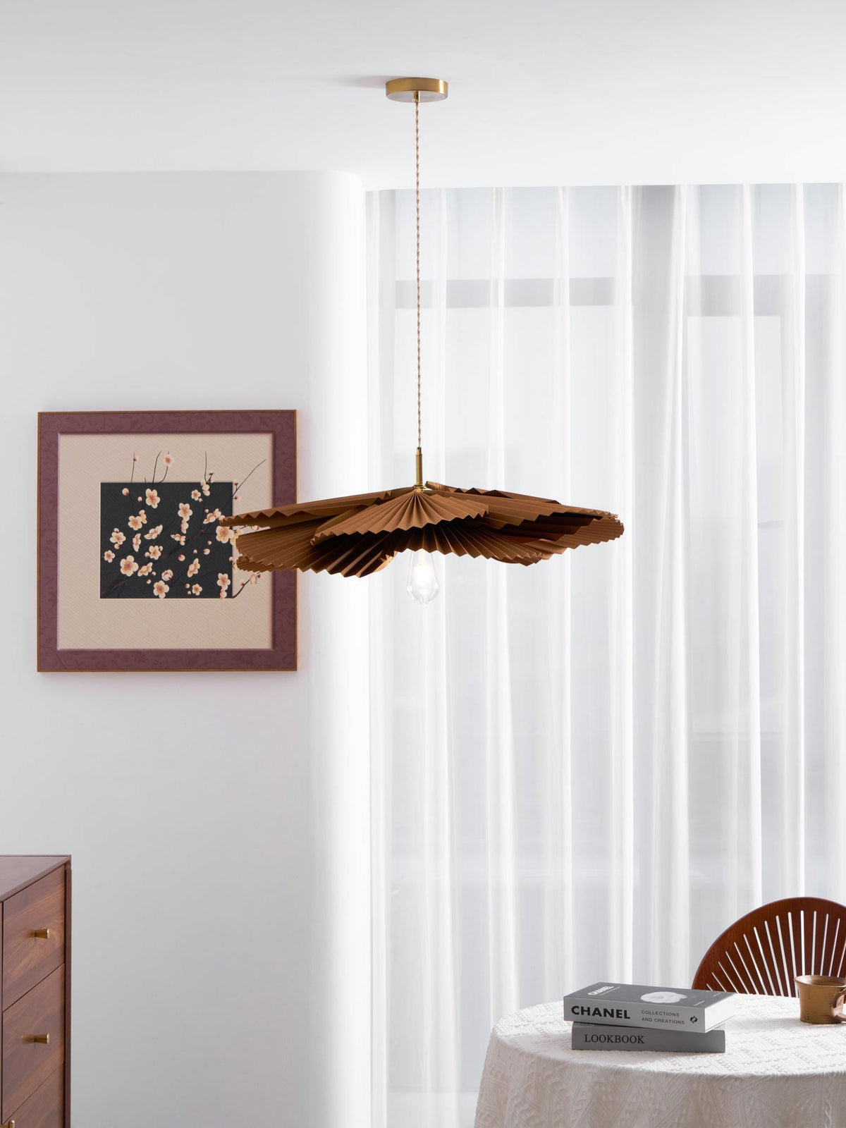 Wilto Pendelleuchte Lotus-Blatt gefalteter Papier floral