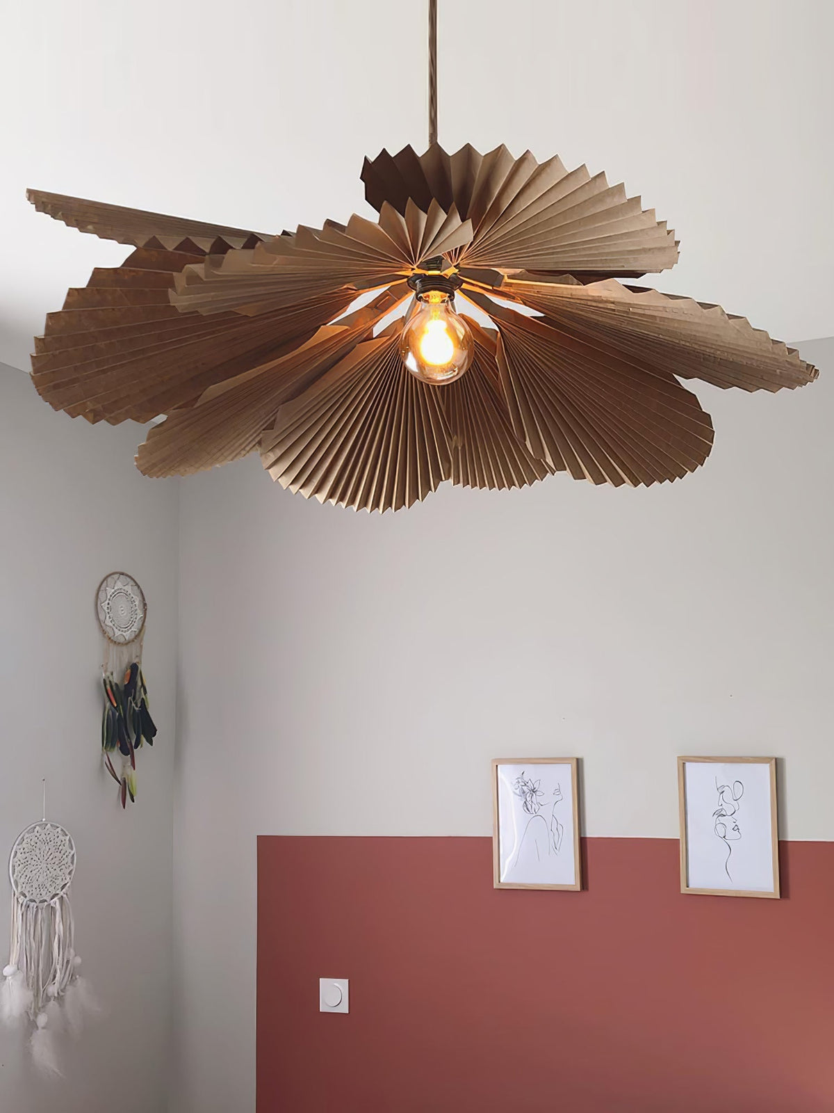 Wilto Pendelleuchte Lotus-Blatt gefalteter Papier floral