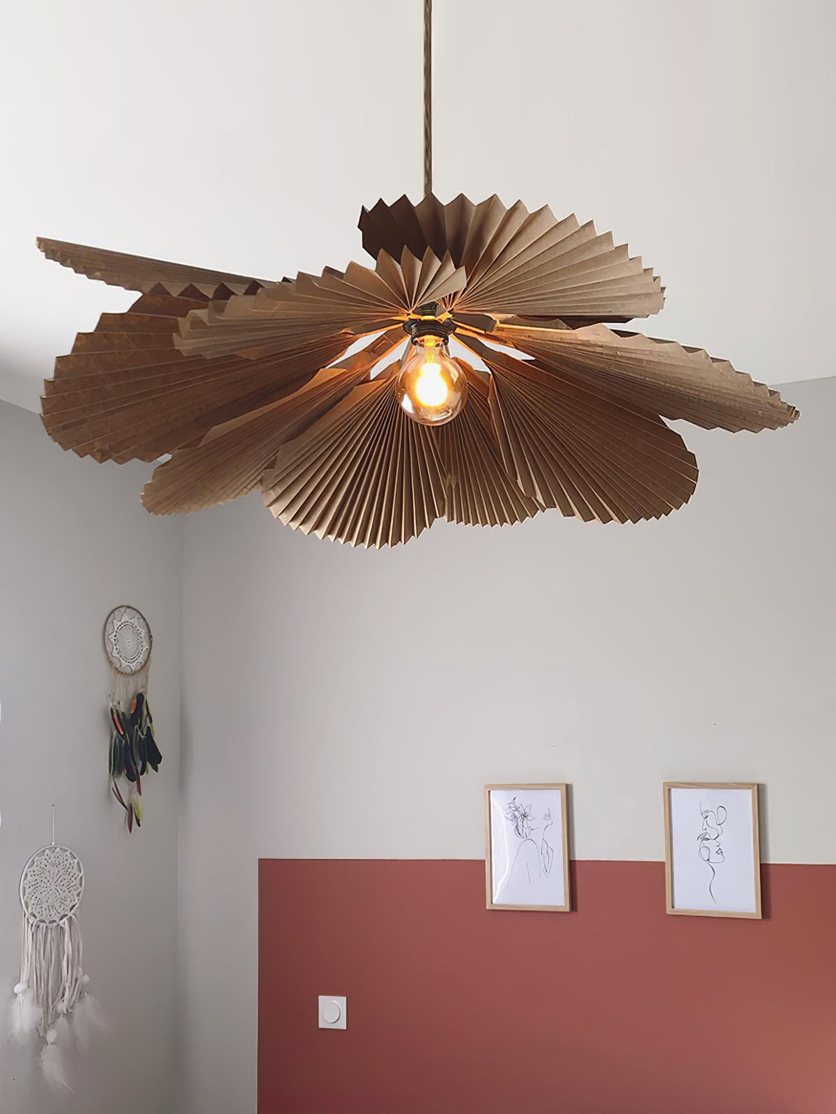 Wilto Pendelleuchte Lotus-Blatt gefalteter Papier floral