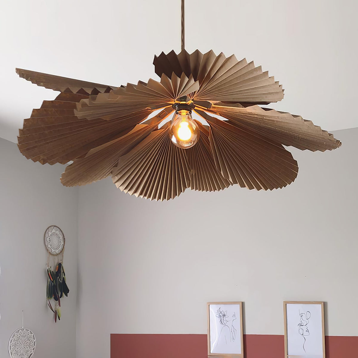 Wilto Pendelleuchte Lotus-Blatt gefalteter Papier floral