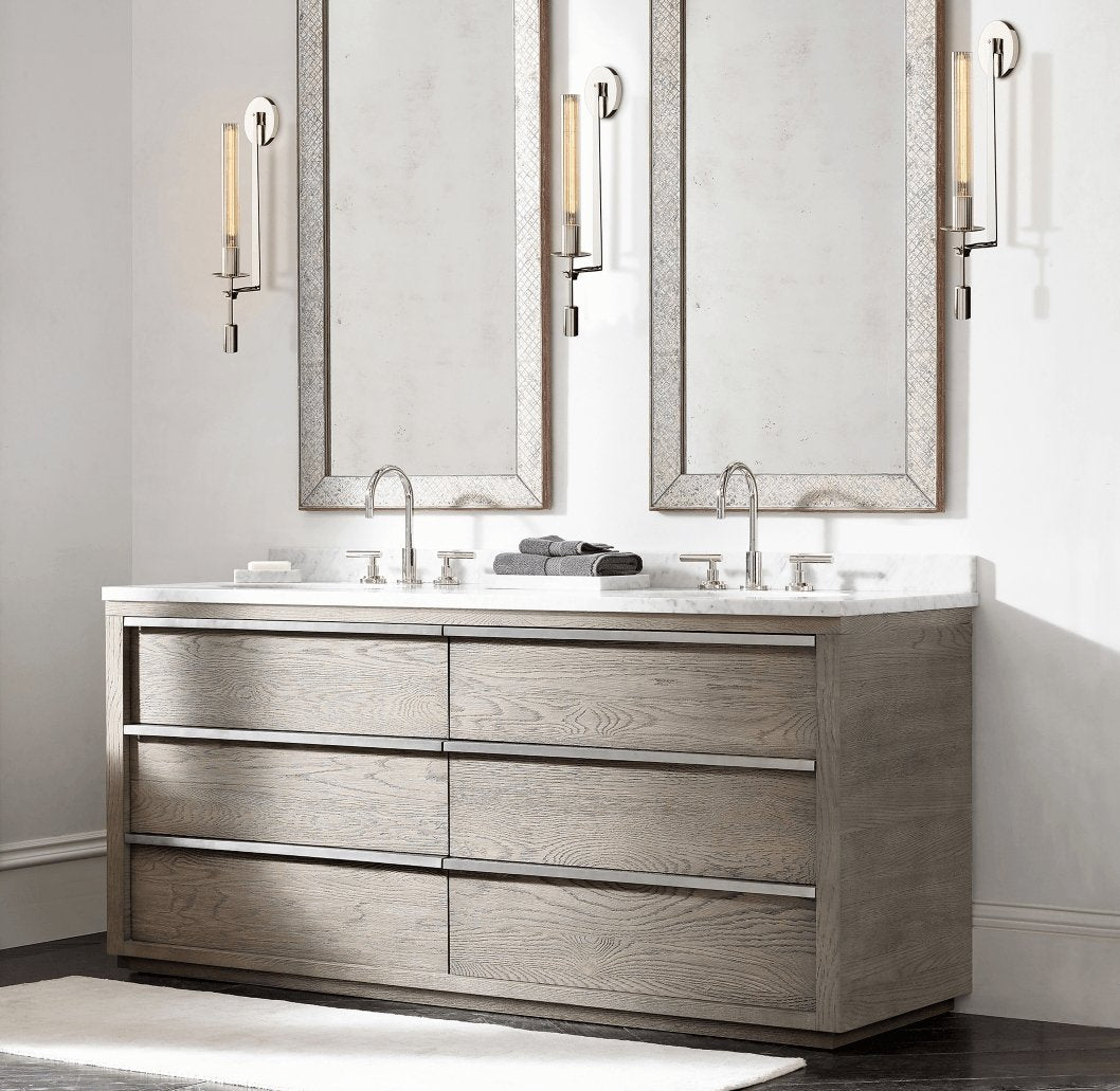Veloora Wandleuchte Messing minimalistisch geripptes Glas