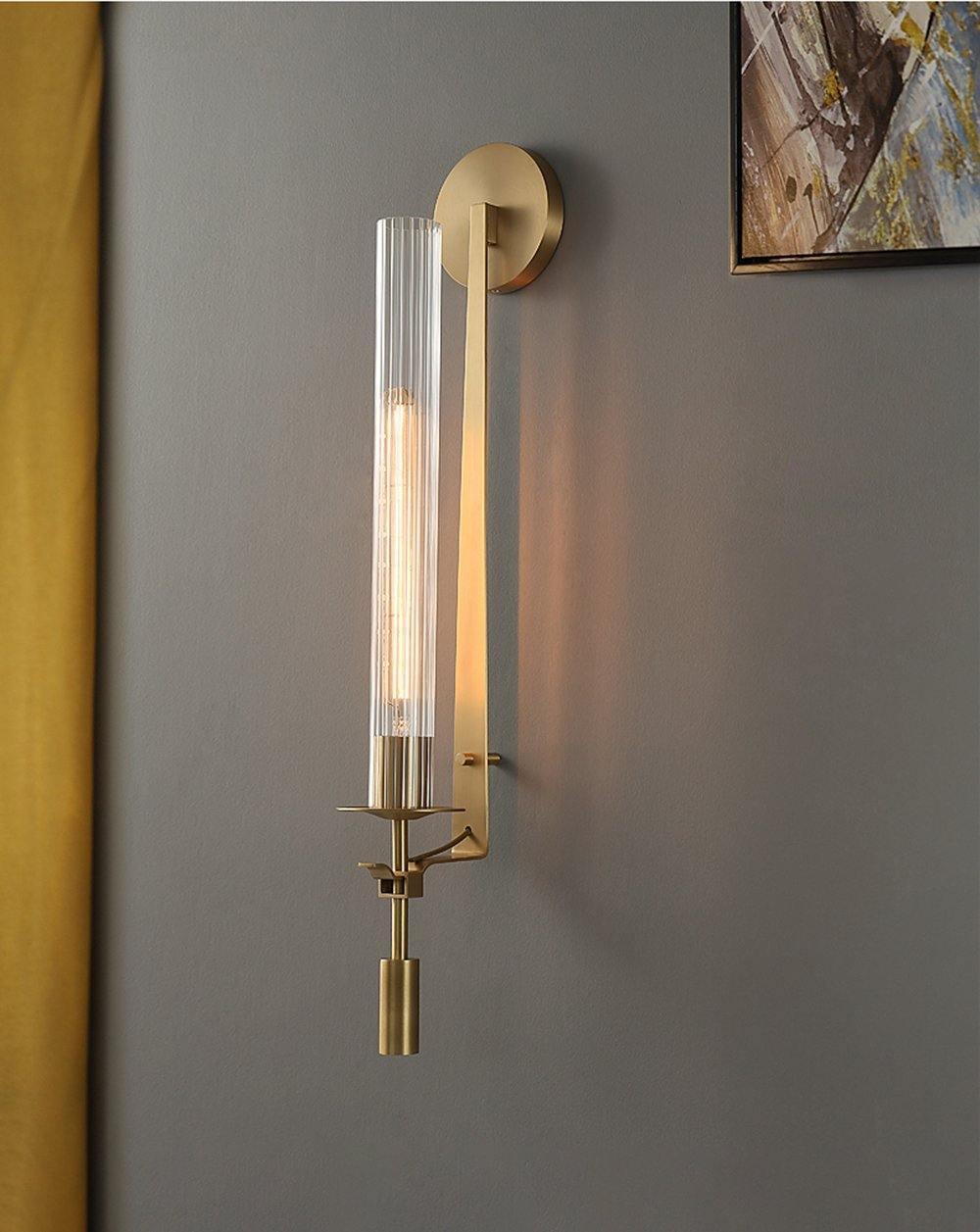 Veloora Wandleuchte Messing minimalistisch geripptes Glas