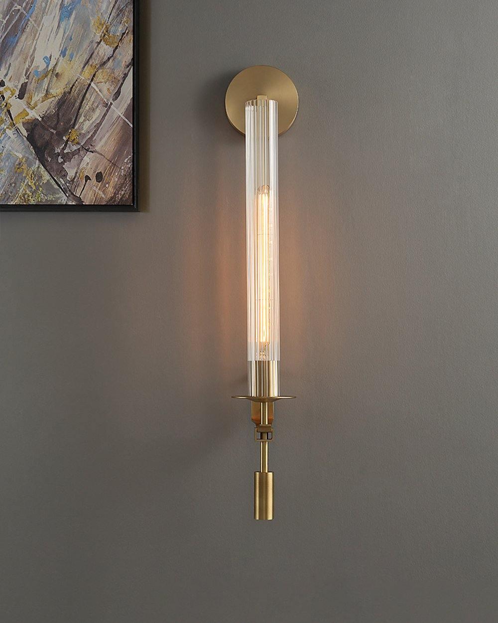 Veloora Wandleuchte Messing minimalistisch geripptes Glas