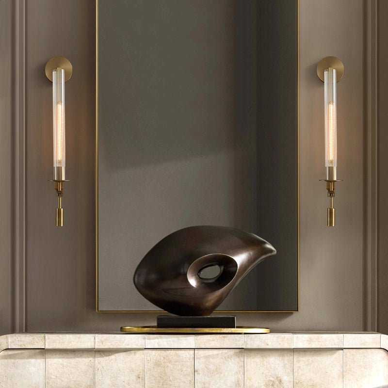 Veloora Wandleuchte Messing minimalistisch geripptes Glas