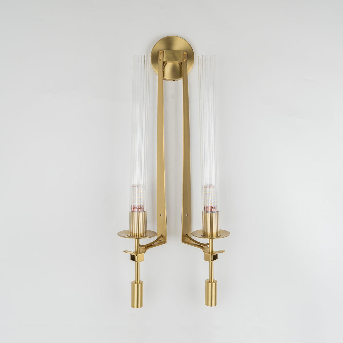 Veloora Wandleuchte Messing minimalistisch geripptes Glas