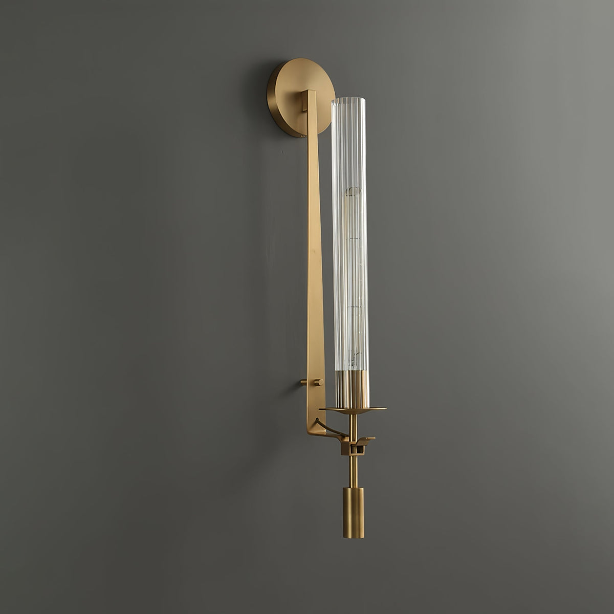 Veloora Wandleuchte Messing minimalistisch geripptes Glas