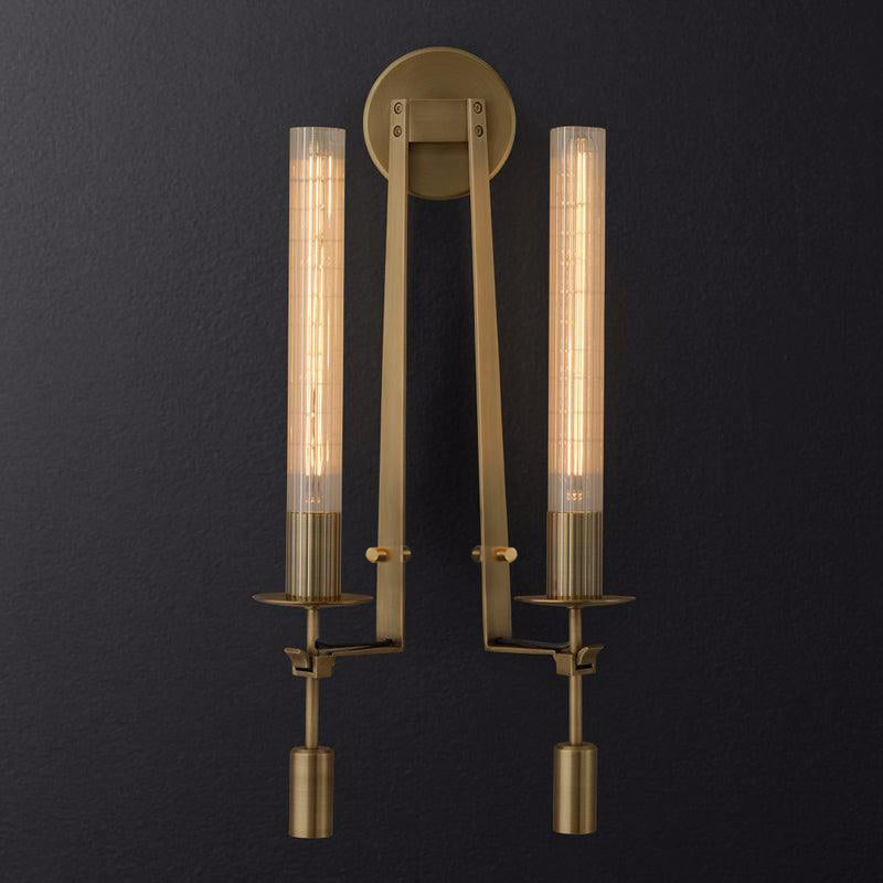 Veloora Wandleuchte Messing minimalistisch geripptes Glas