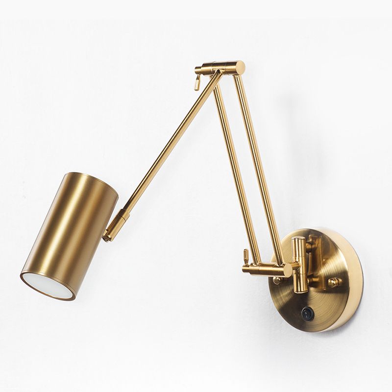 Arisha Modern Wandleuchte Zylindrisch Verstellbare, Messing/Gold, Schlafzimmer, Metall