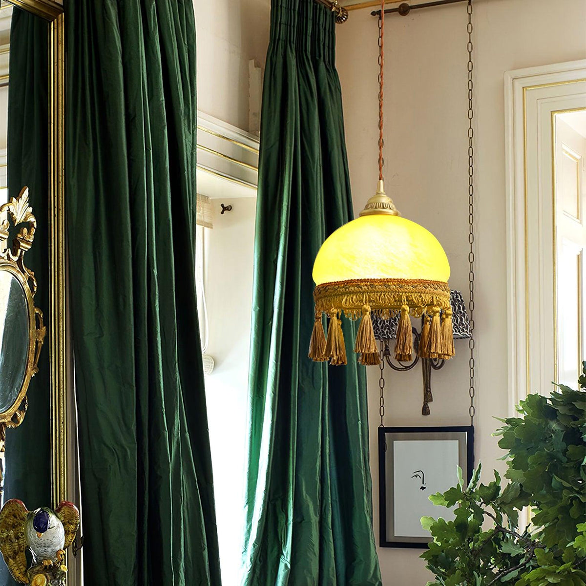 Fringe Tassels Messing Pendelleuchte
