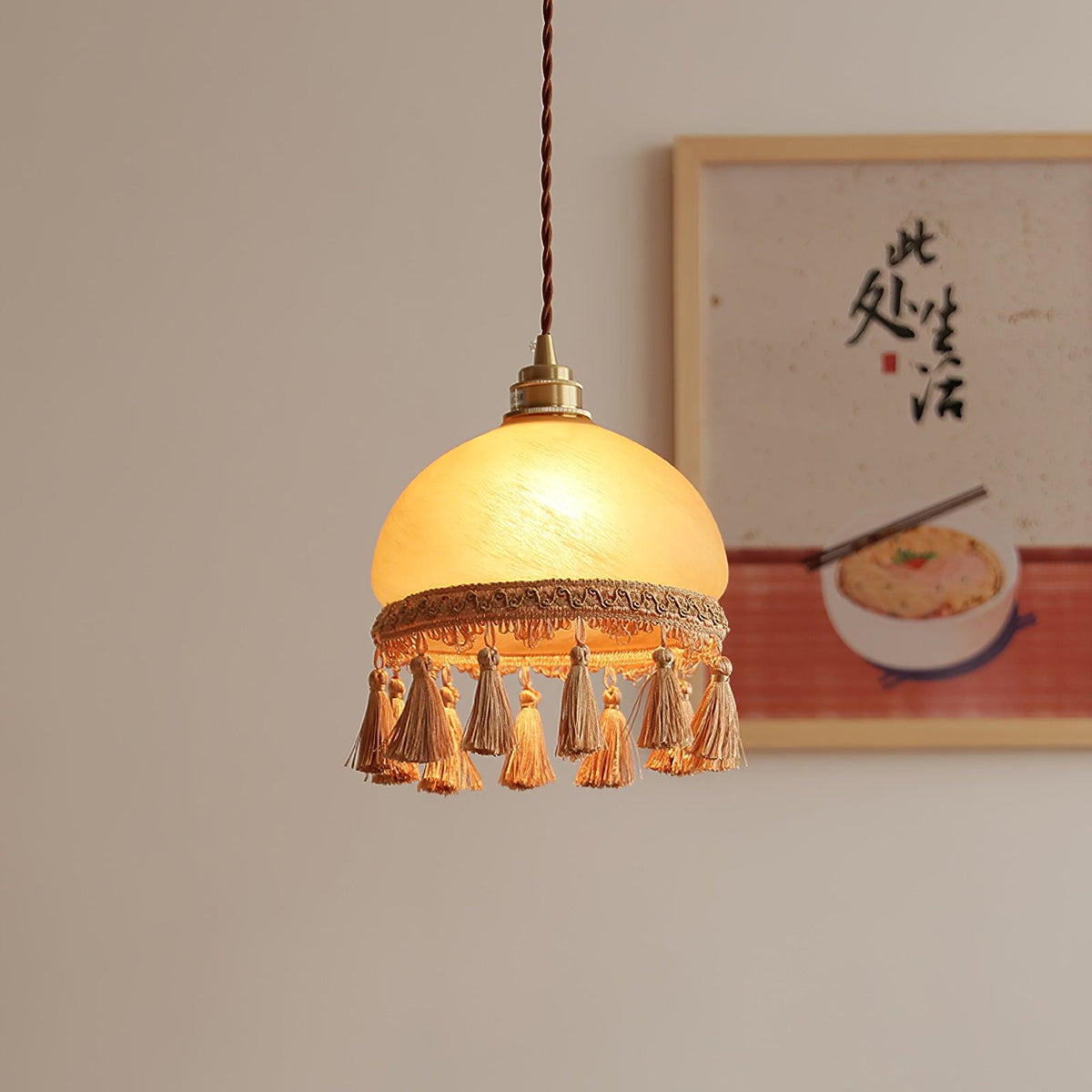 Fringe Tassels Messing Pendelleuchte