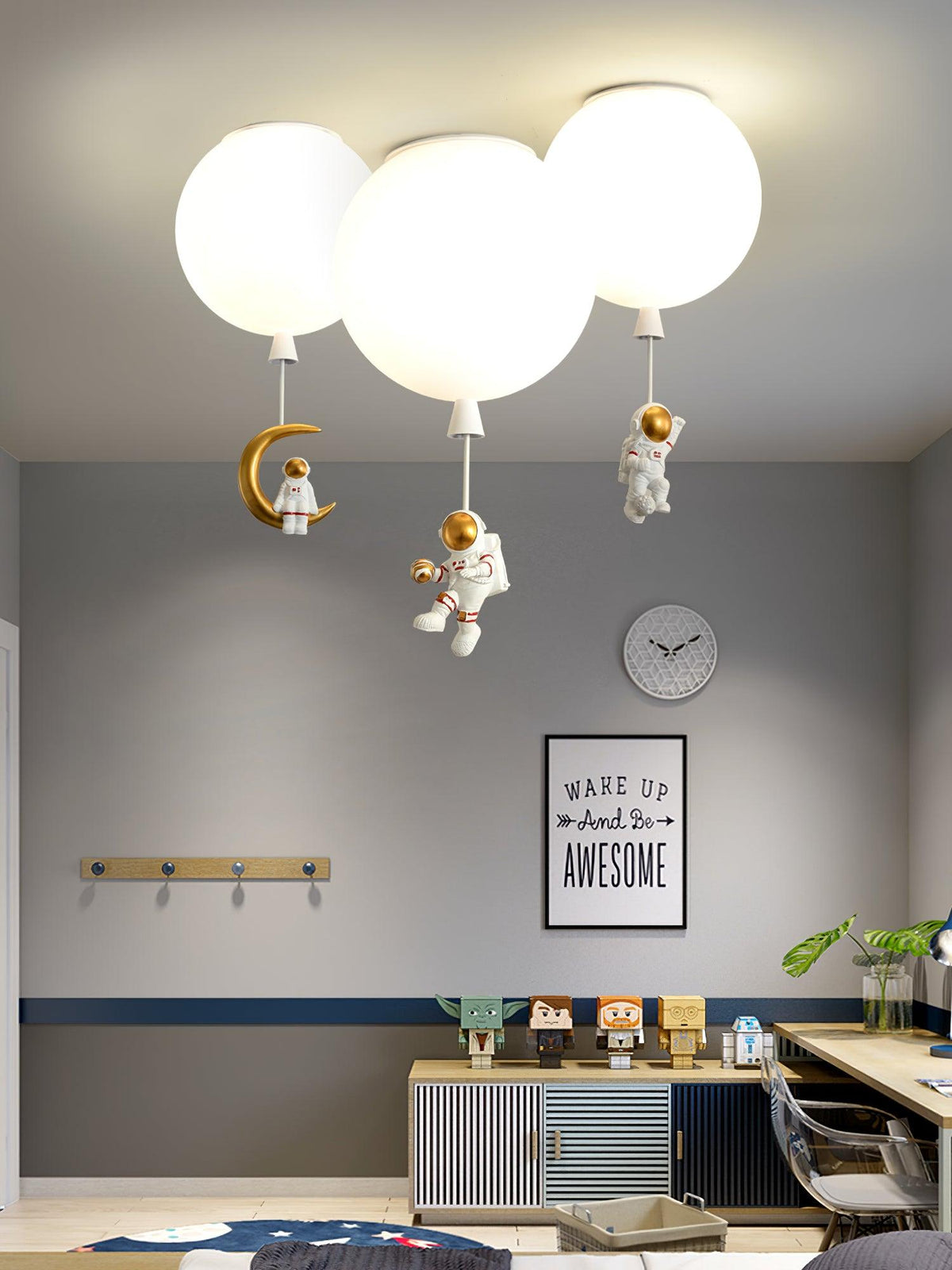 Nirerira Deckenleuchte Acrylballon Astronaut verspielt für Kinderzimmer