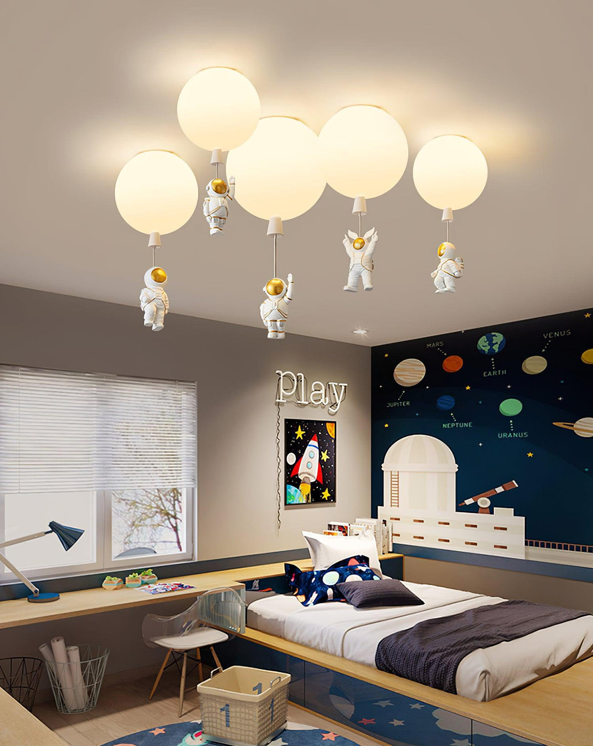 Nirerira Deckenleuchte Acrylballon Astronaut verspielt für Kinderzimmer