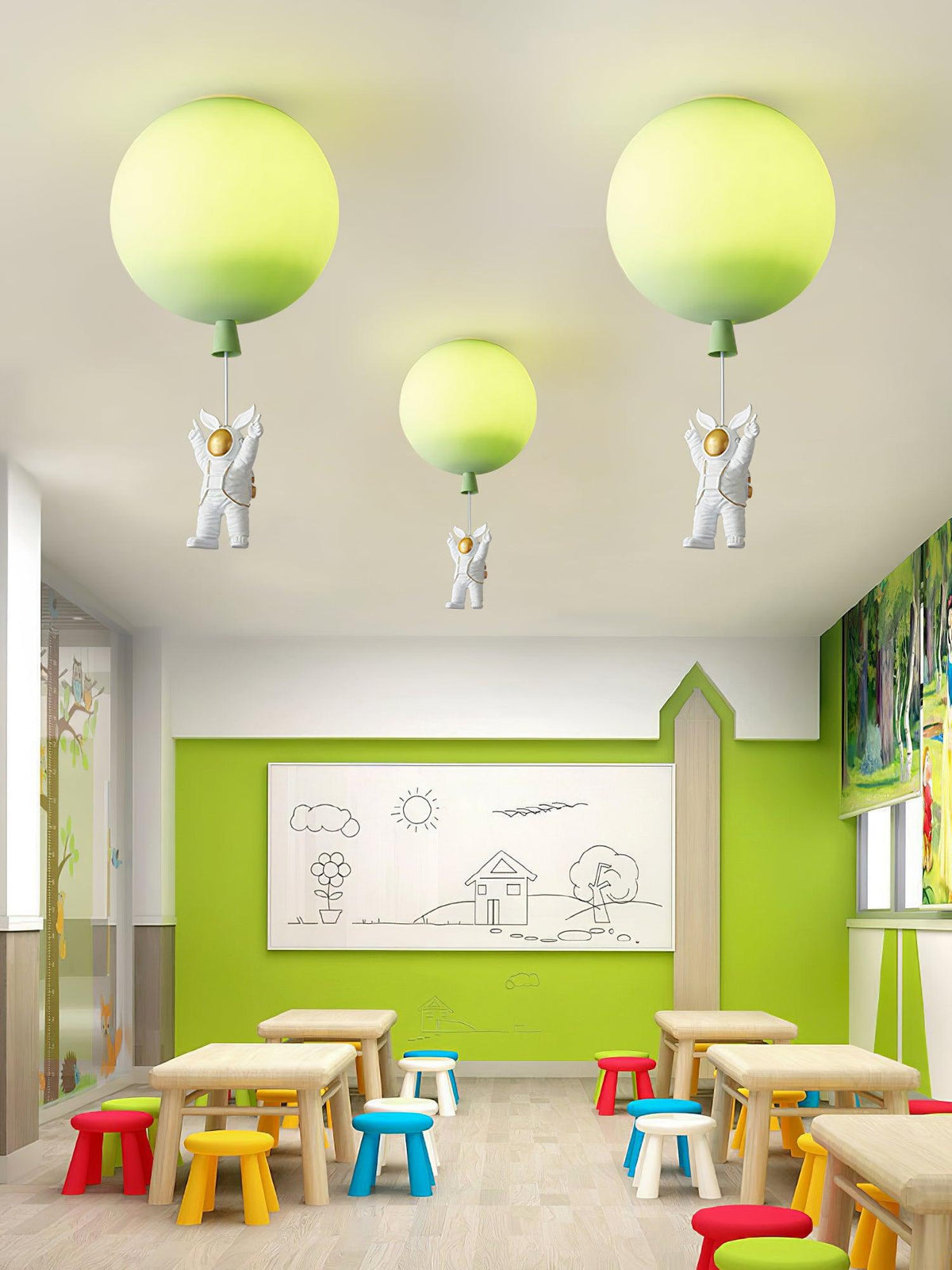Nirerira Deckenleuchte Acrylballon Astronaut verspielt für Kinderzimmer